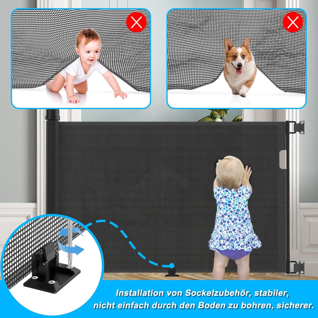 LARS360 Türschutzgitter Ausziehbar 0-300cm Treppenschutzrollo Baby Treppenschutzgitter Einziehbares