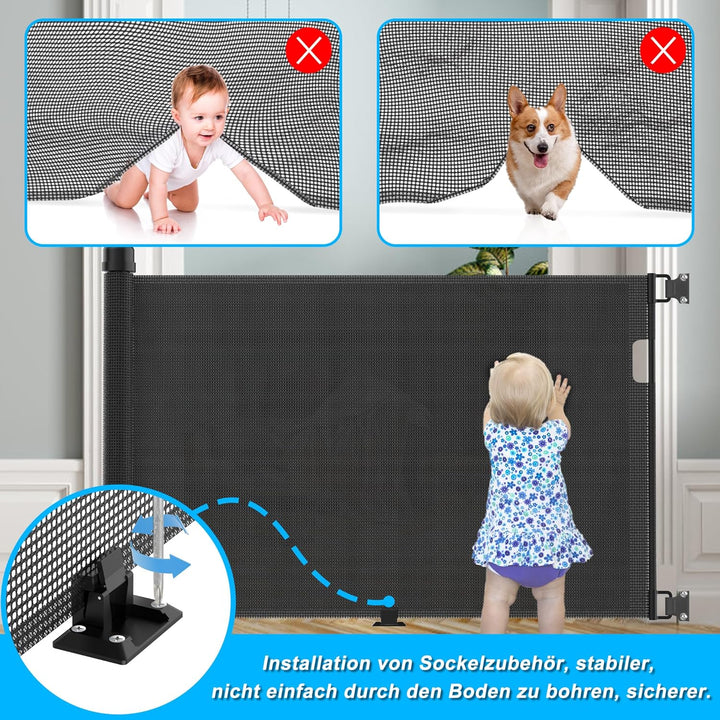 LARS360 Türschutzgitter Ausziehbar 0-300cm Treppenschutzrollo Baby Treppenschutzgitter Einziehbares