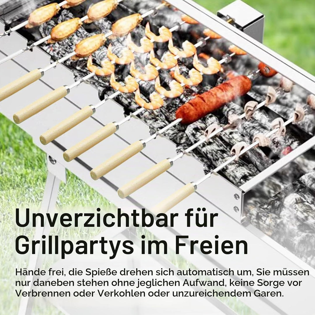 Elektrischer Drehspiess, 50 cm Grillspiessdreher Edelstahl Mit USB Motor 5 U/Min 9 Loch Schaschlik D