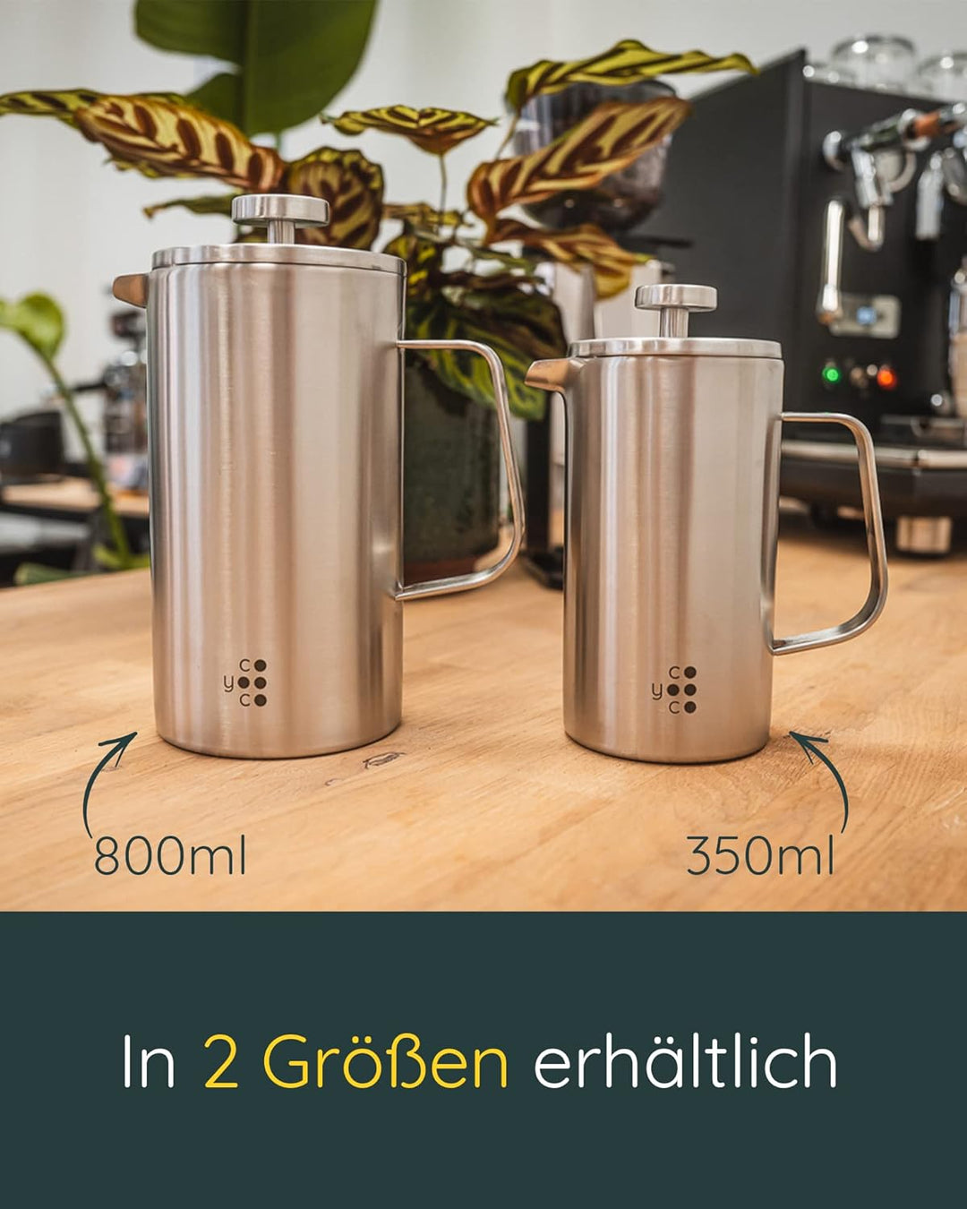 Coyooco ® French Press Edelstahl 800 ml | Für 4 Tassen | In 2 Grössen erhältlich | Leckerer Kaffee f