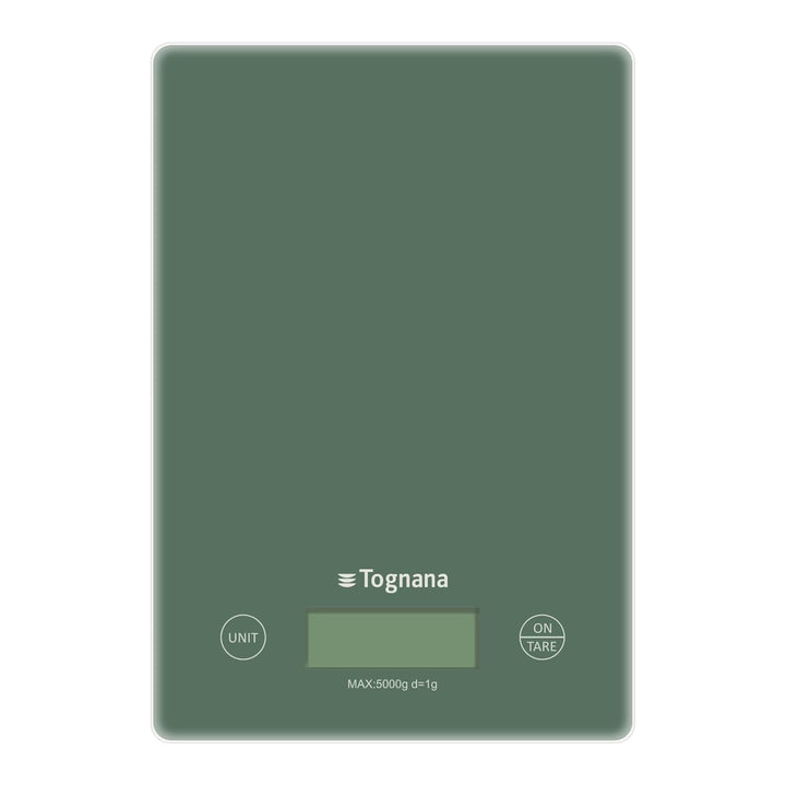 Tognana Iridea Küchenwaage mit LCD Display und Touch-Tasten, Salbeigrün