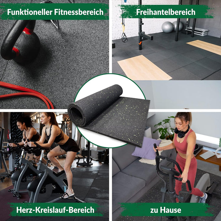 60 cm x 150 cm, 0,6 cm Unterlegmatte für Fitnessgeräte Erhöhte Stabilität Robuster Fussbodenschutz R