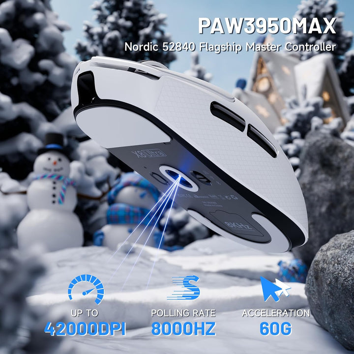 ATTACK SHARK X8 Ultra 8KHz Drahtlose Gaming-Maus, 55g Ultraleicht, Nordic 52840, PAW3950MAX, 42KDPI,