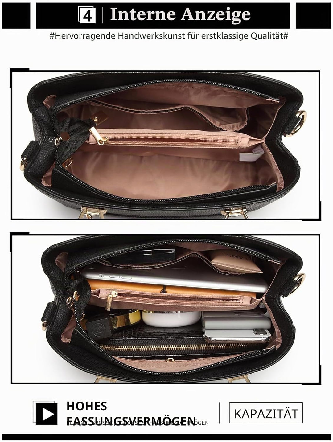 Miss Lulu Handtasche Damen Mittelgross Henkeltasche Elegante Schultertasche Tasche für Damen mit Lyc