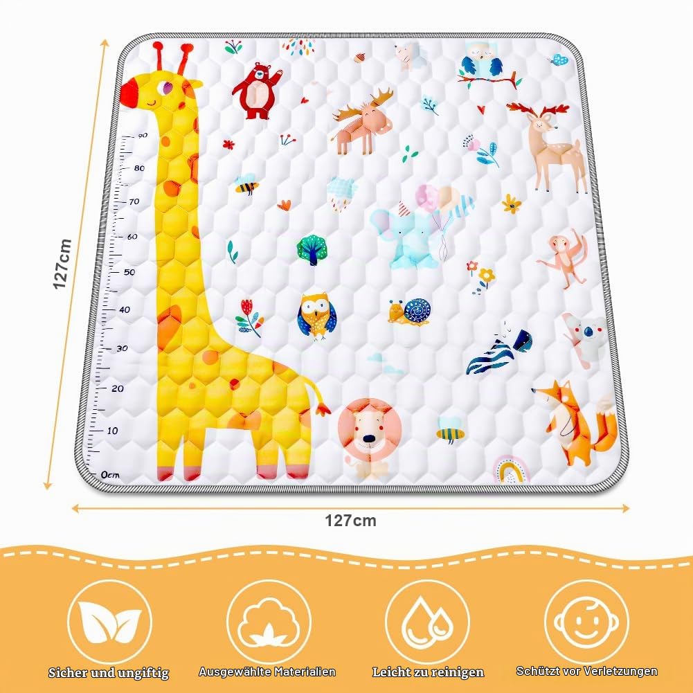 Aolso Baby Spielmatte, 127x127 cm Baby Krabbelmatte, Baby Faltbare Spielmatte, Krabbeldecke für Baby