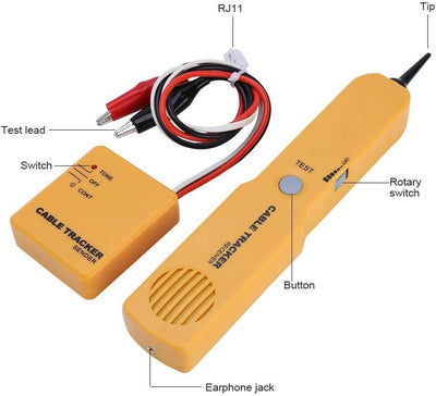 Network Tester Wire Tracer, tragbares RJ11-Netzwerkkabel-Tester Wire Tone Line Finder Detector Tool