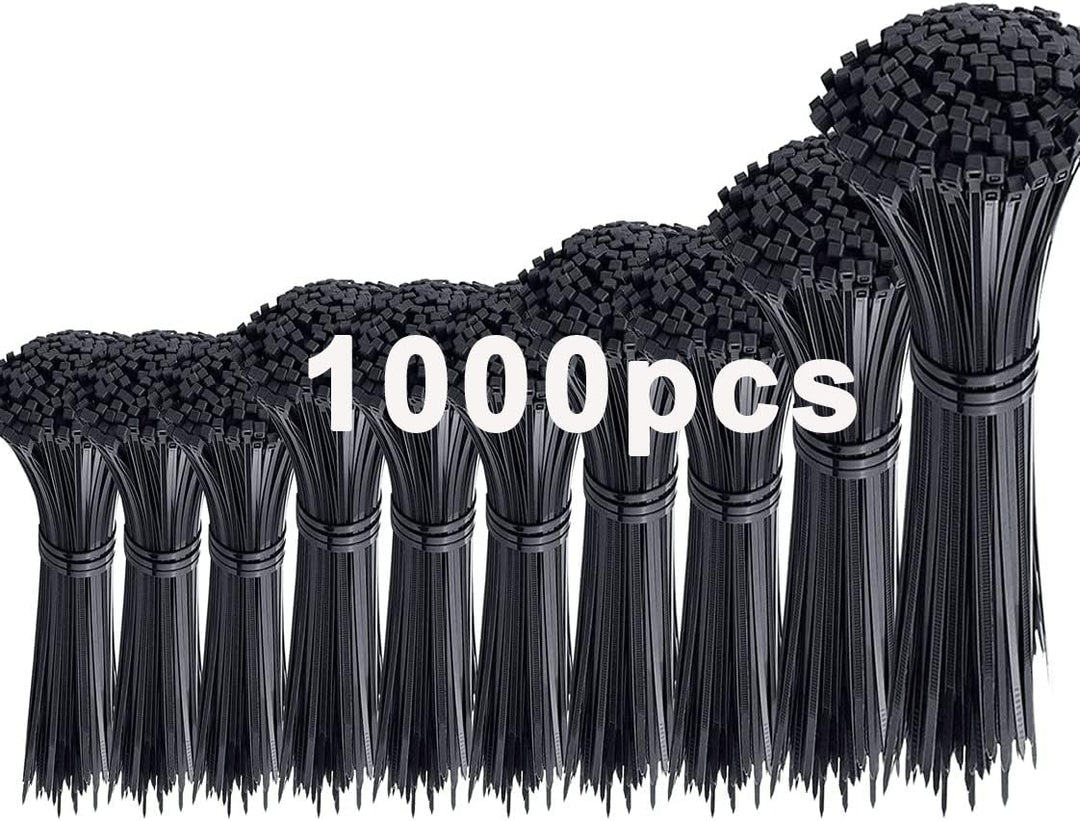 1000 Stück Kabelbinder schwarz Set 350/300/250/200/150/100mm (100/100/100/200/200/300 Stück),WLEAD S