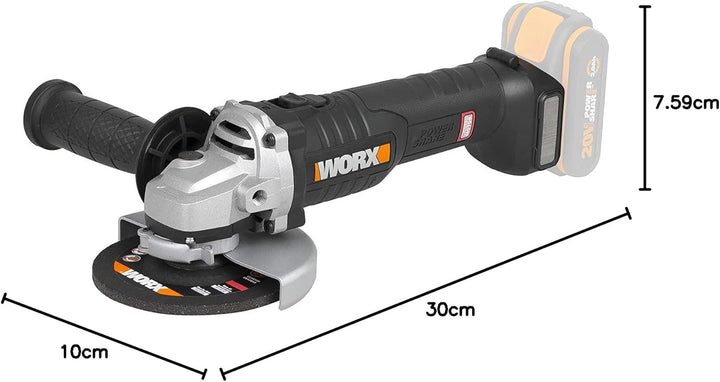 WORX WX813.9 Nitro 20V Akku-Winkelscheifer – leistungsstarke Flex mit Brushless Motor - mehr Leistun