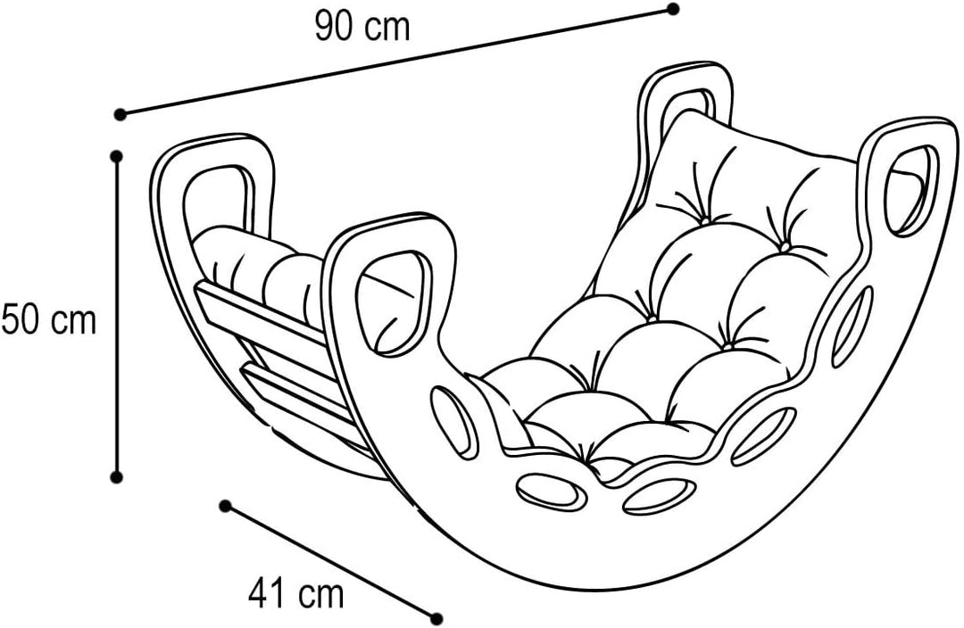 MISIOO Baby Wippe mit Spielbogen Holz für Kinder – Wippe Baby mit Kletterwand, Rutsche und Kissen Se
