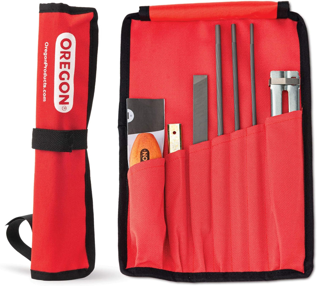 Oregon 3er-Pack Sägekette 3/8" LP für 20 cm Schiene und Kettensägen-Schärfset - 33 Antriebsglieder,