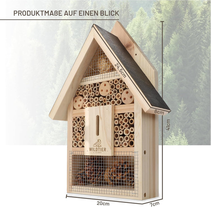 wildtier liebe Insektenhotel - Gross unbehandelt inkl. Lockstoff I Insektenhaus aus verschraubtem Ho