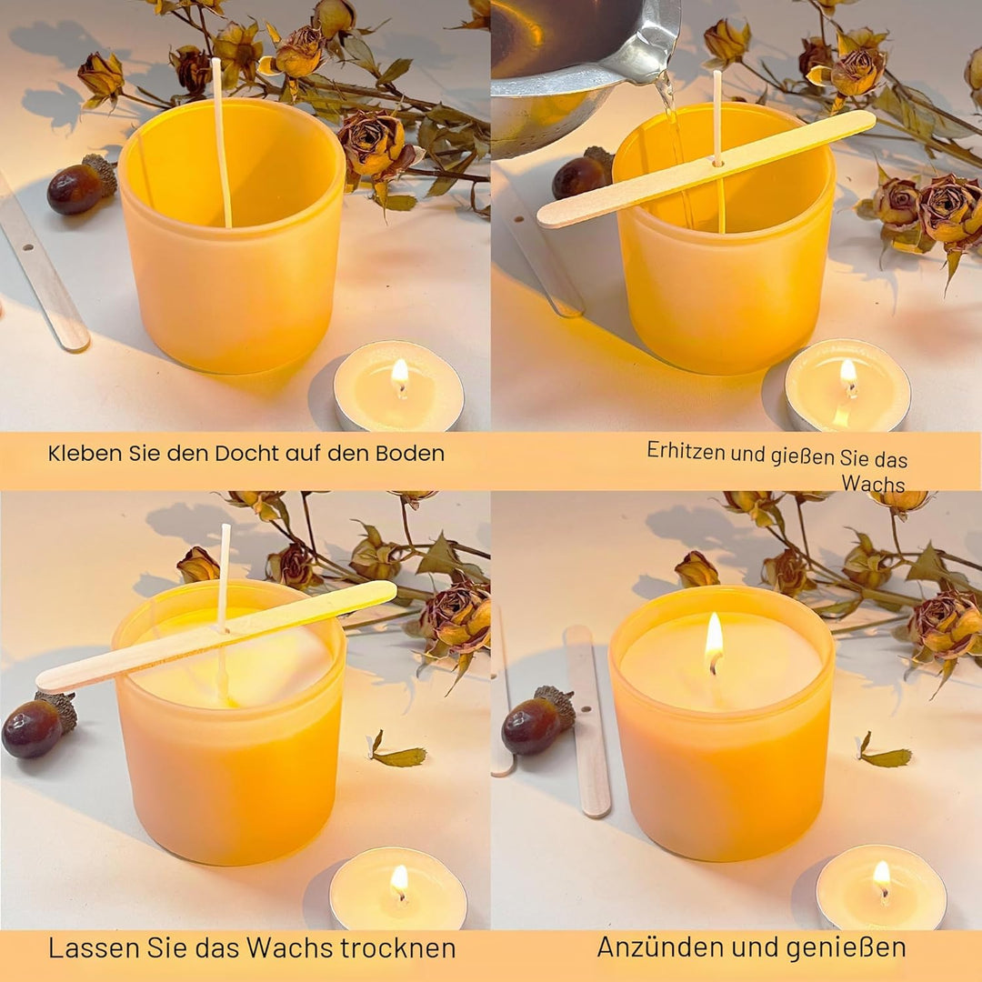MILIVIXAY 20 Stück 118 ml Herbstkerzengläser mit Deckel und Kerzenherstellungs-Kits – Grosspackung k