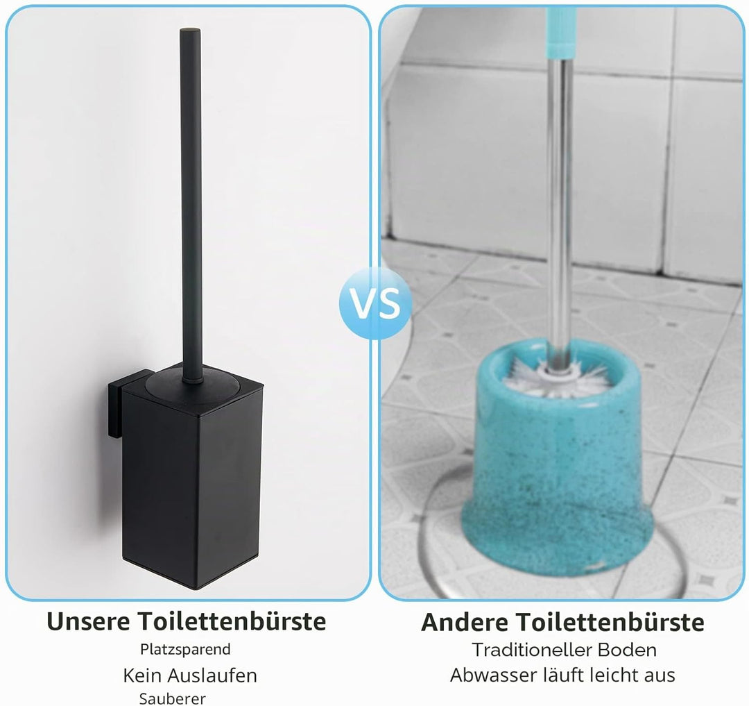 bgl Wandhalterung für WC-Bürste aus 304 Edelstahl, quadratisch Schwarz