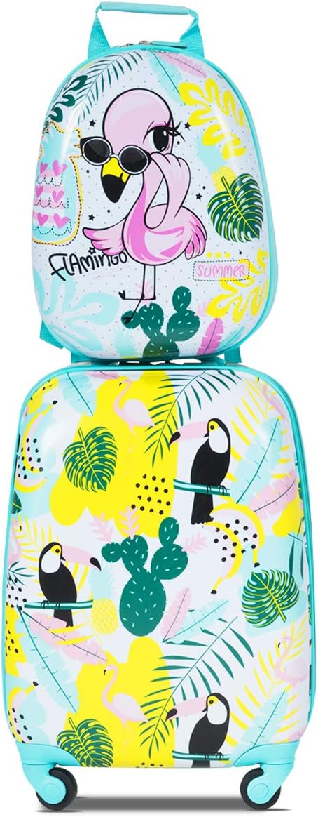 GOPLUS Kinderkoffer mit Rucksack, Kids Trolley, Kindergepäck mit Rollen, Reisekoffer mit Teleskopgri