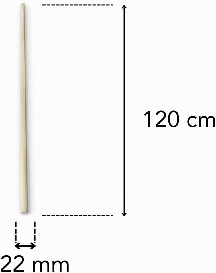 3 Stk. Besenstiel Holz Ersatzstiel, 120 cm, Holzstiel aus Buchenholz, Gerätestiel Ø22 mm, Holzstiele