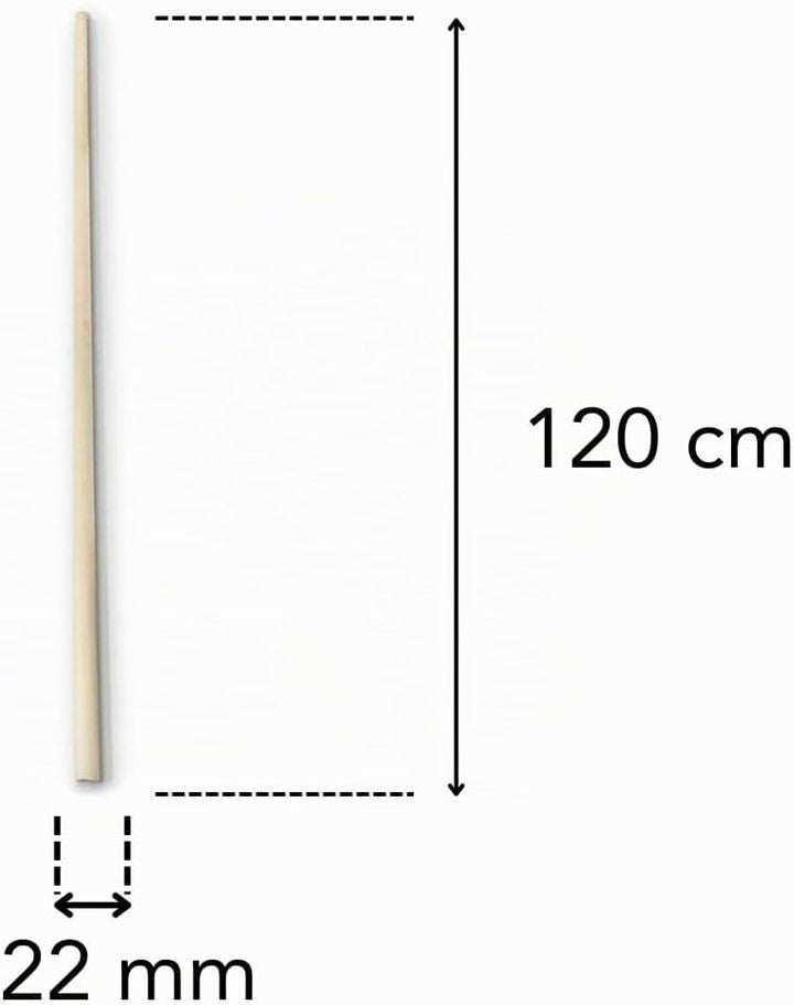 3 Stk. Besenstiel Holz Ersatzstiel, 120 cm, Holzstiel aus Buchenholz, Gerätestiel Ø22 mm, Holzstiele
