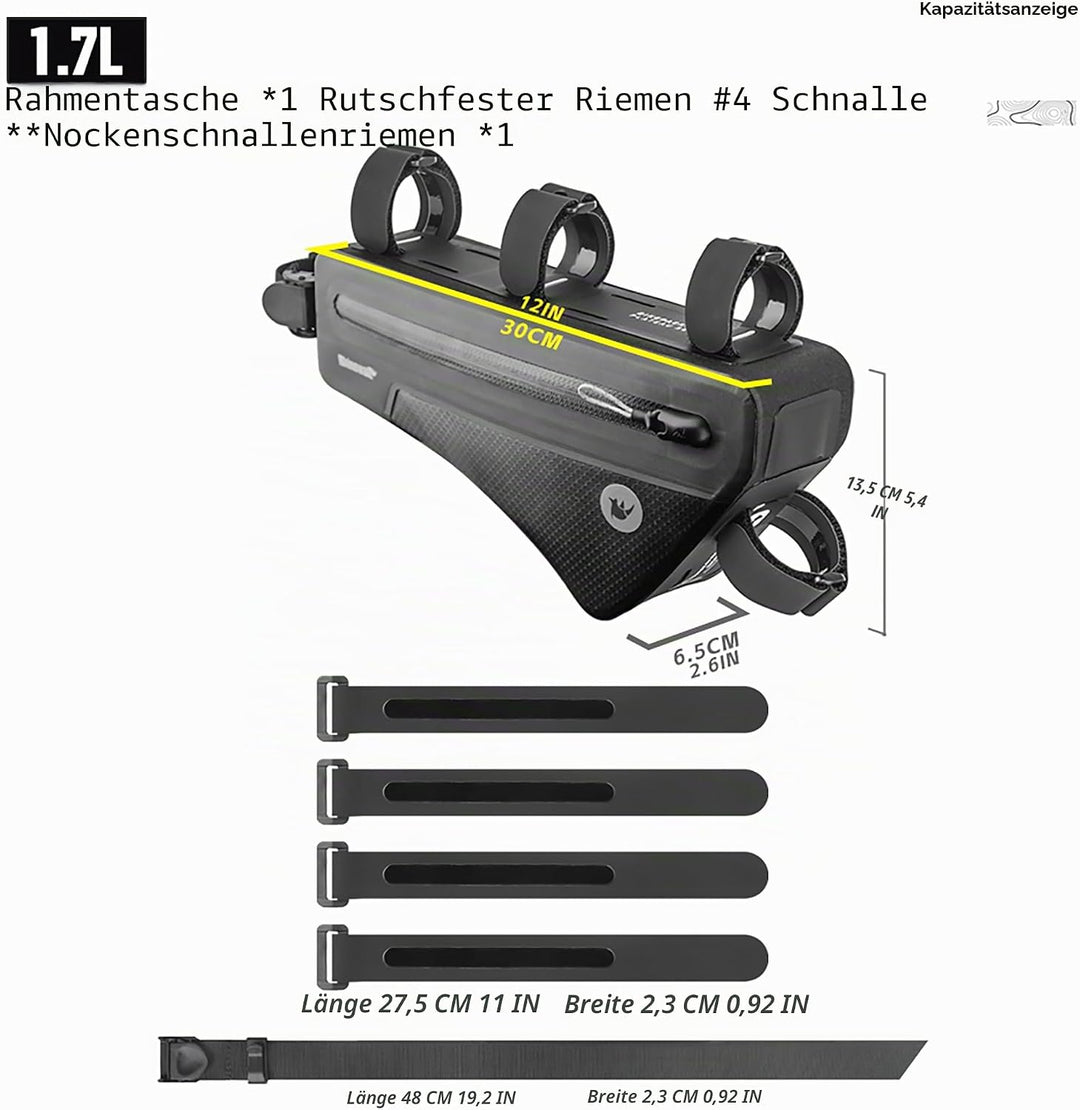 Rhinowalk Fahrrad Rahmentasche Rohrtasche Wasserdicht Oberrohrtaschen Triangeltasche Dreieck Fahrrad