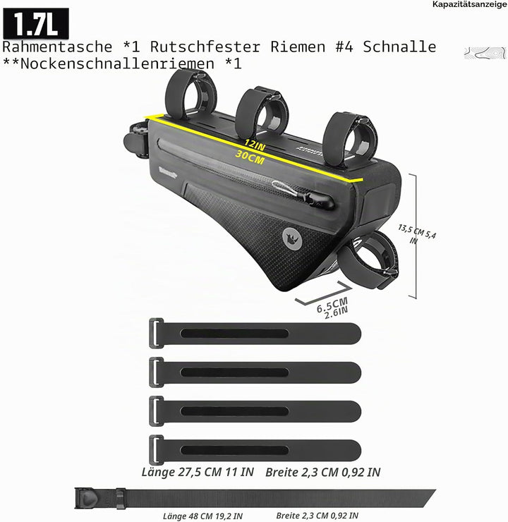 Rhinowalk Fahrrad Rahmentasche Rohrtasche Wasserdicht Oberrohrtaschen Triangeltasche Dreieck Fahrrad