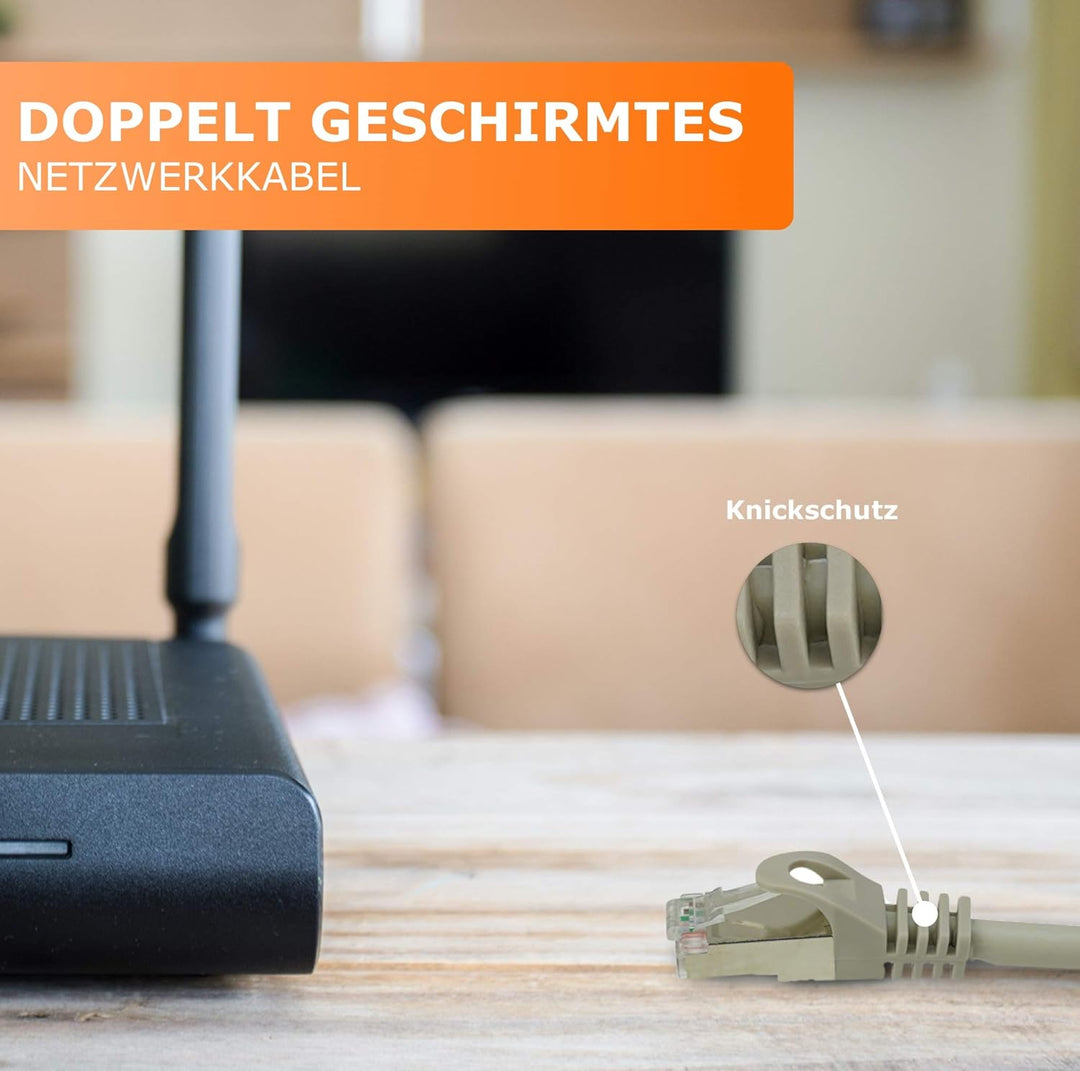 1aTTack.de 30m - grau - 1 Stück CAT.7 Netzwerkkabel Patchkabel SFTP PIMF LSZH Gigabit Lan Kabel 10Gb