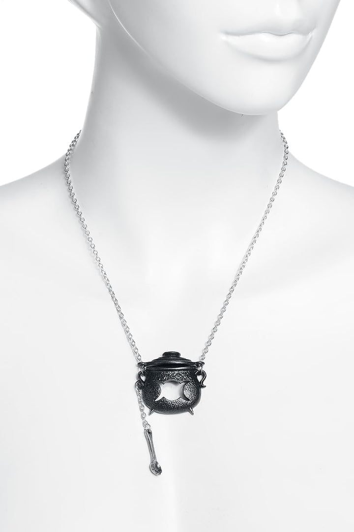 Alchemy Gothic Witches Cauldron Frauen Halskette schwarz/silberfarben Gothic, Schwarz/Silberfarben