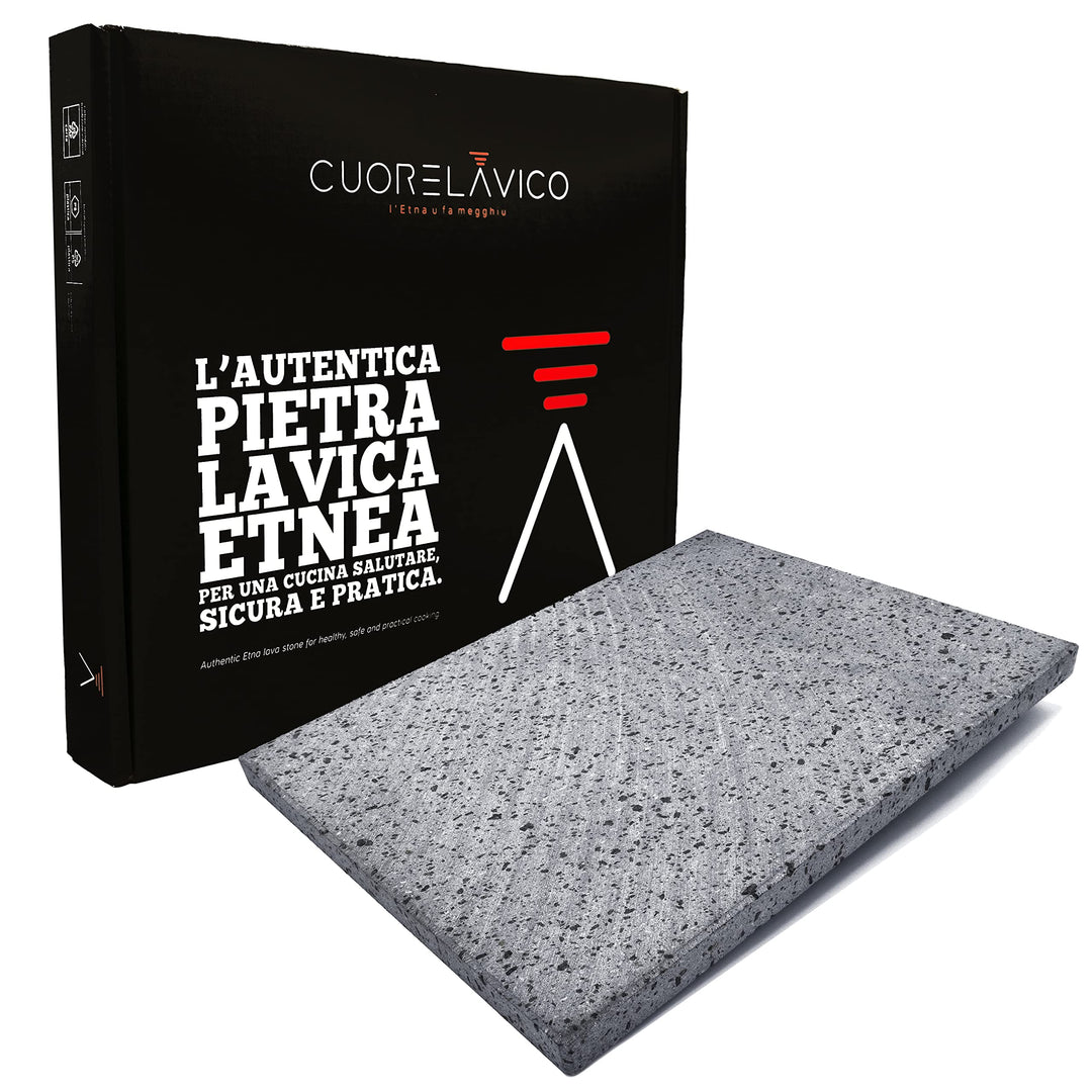 CUORE LAVICO - DAS ORIGINAL Italienischer Pizzastein - Ätna Lavastein für Pizza 39x30x2 cm | Pizzast