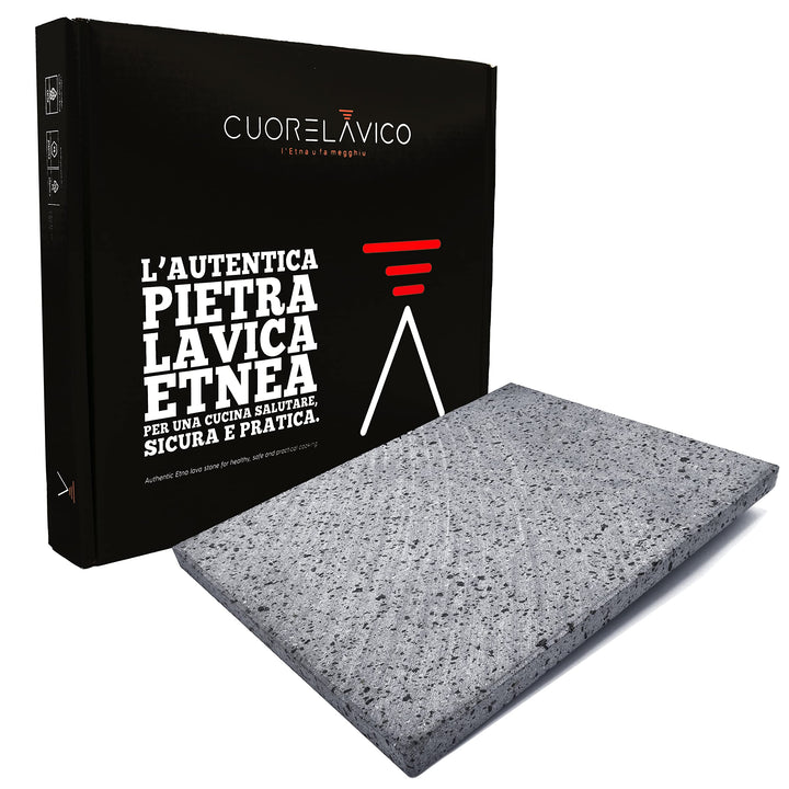 CUORE LAVICO - DAS ORIGINAL Italienischer Pizzastein - Ätna Lavastein für Pizza 39x30x2 cm | Pizzast