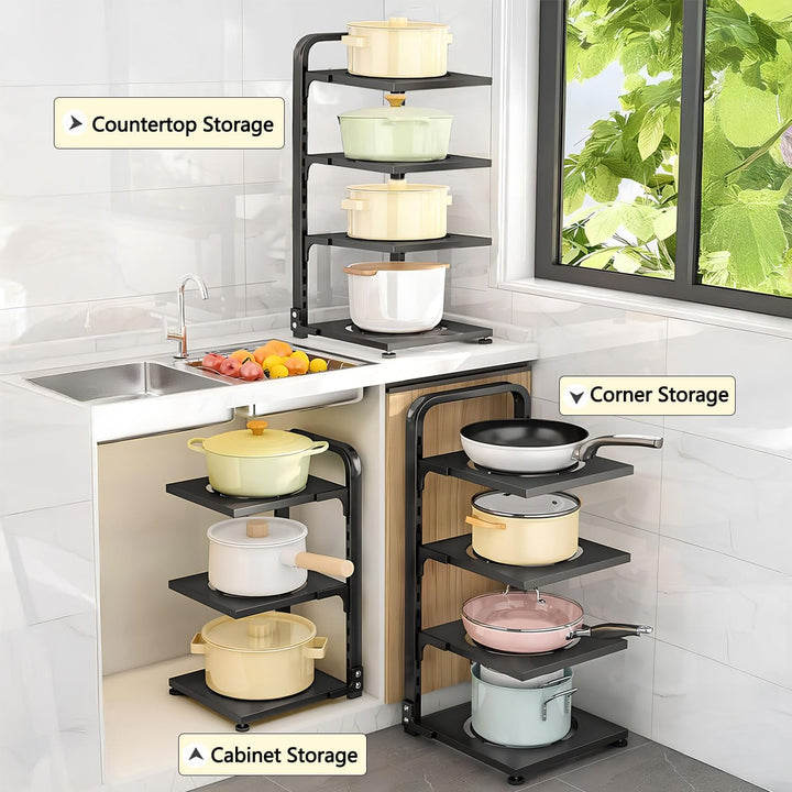 devesanter Topf Organizer mit 4 verstellbaren Fächern Pfannen Organizer Kitchen Cabinet Organizer fü