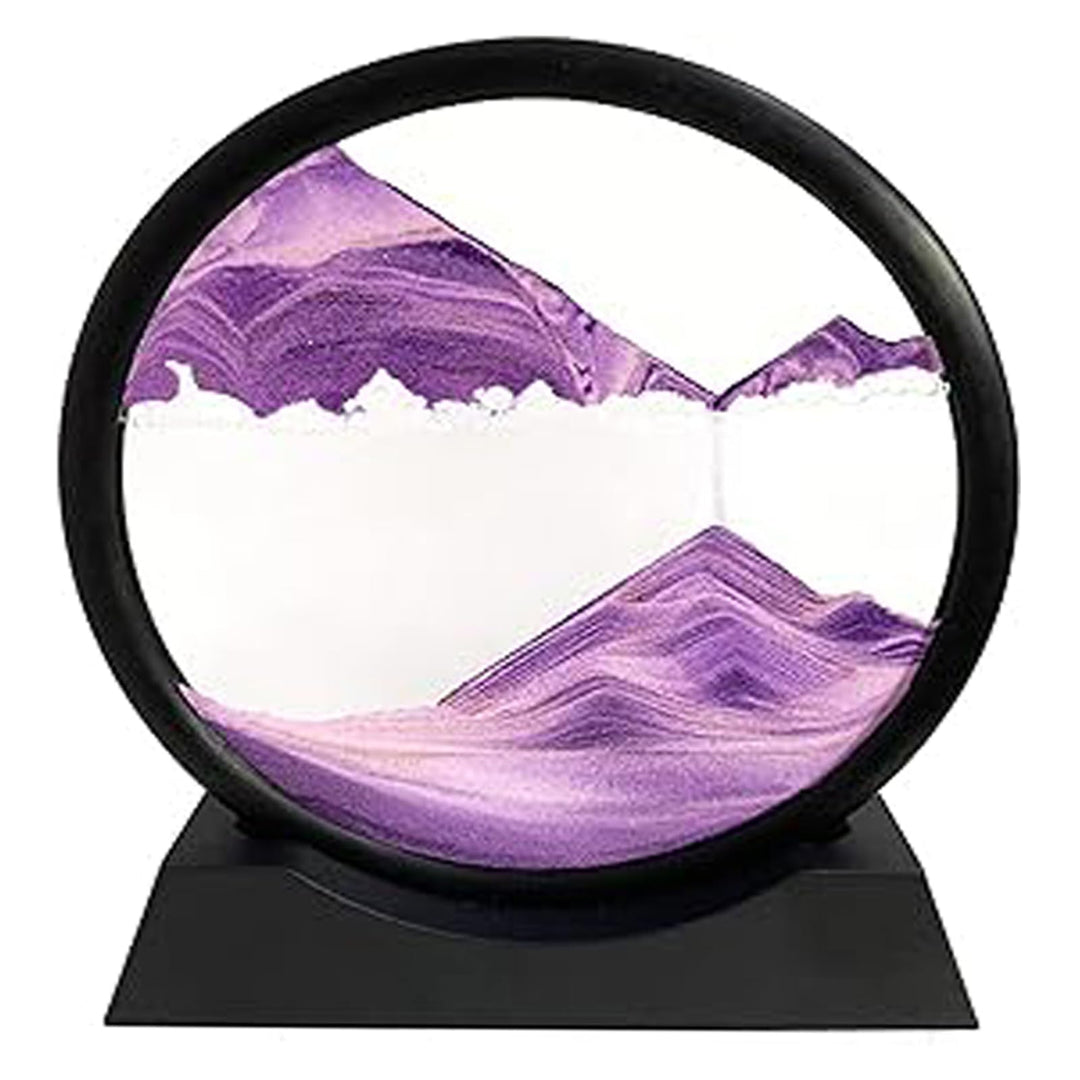 LINPING Fliessendes Sandgemälde, bewegliches Sandkunstbild, rundes Glas, 3D-Tiefsee-Sandlandschaft i