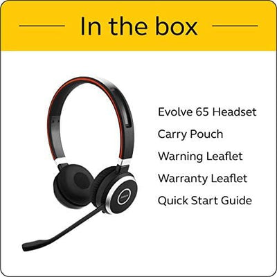 Jabra Evolve 65 Wireless Stereo On-Ear Headset – Microsoft Certified Headphones With Long-Lasting Ba