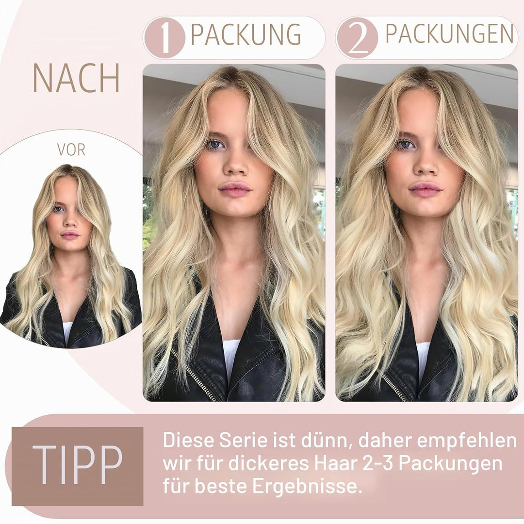 SEGO Clip in Extensions Echthaar 1 Tresse Haarverlängerungen Remy 7A ein Teilig Set 5 Klips Haarteil