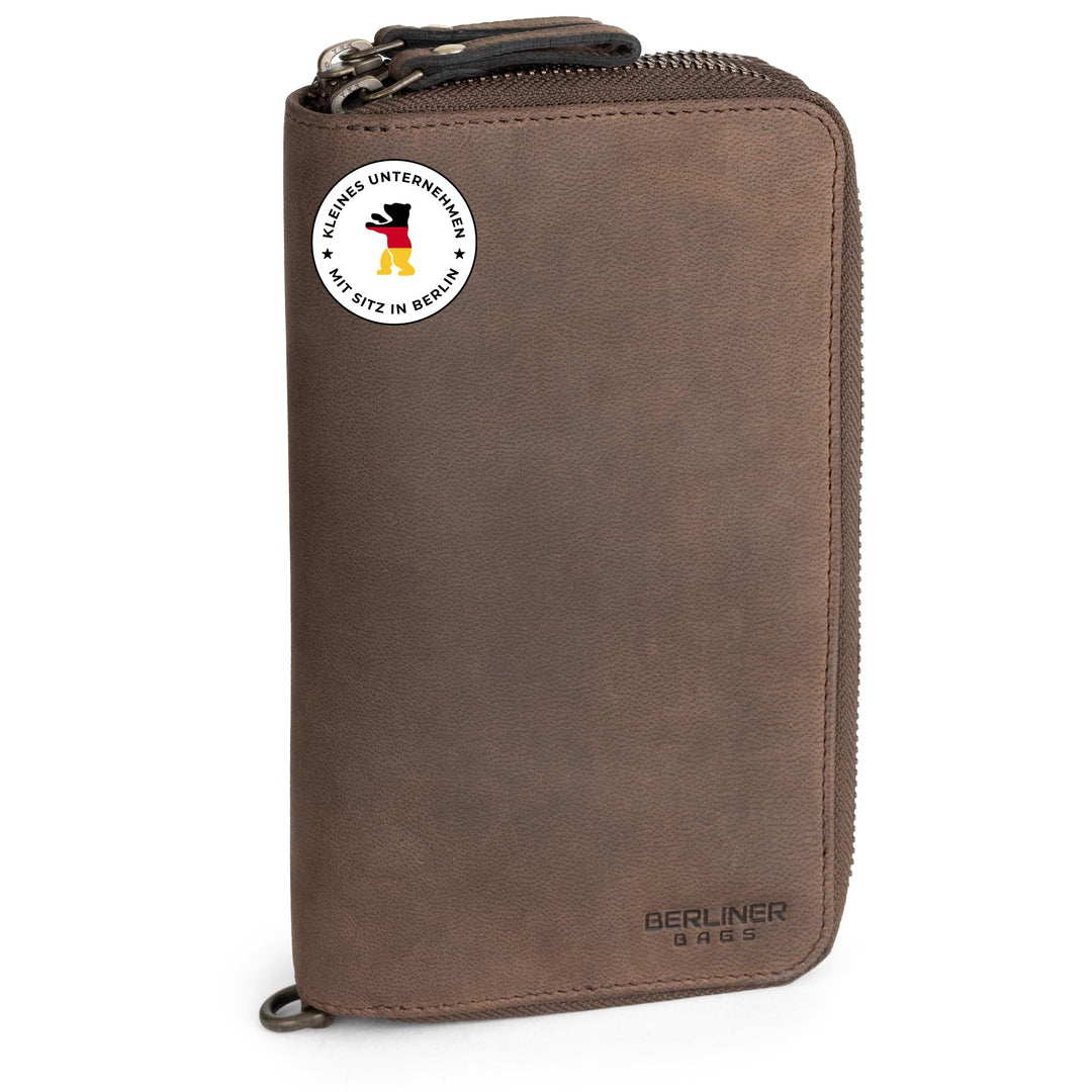 Berliner Bags Vintage Brieftasche Dallas aus Leder mit RFID-Schutz, M Geldbörse für Herren - Braun E