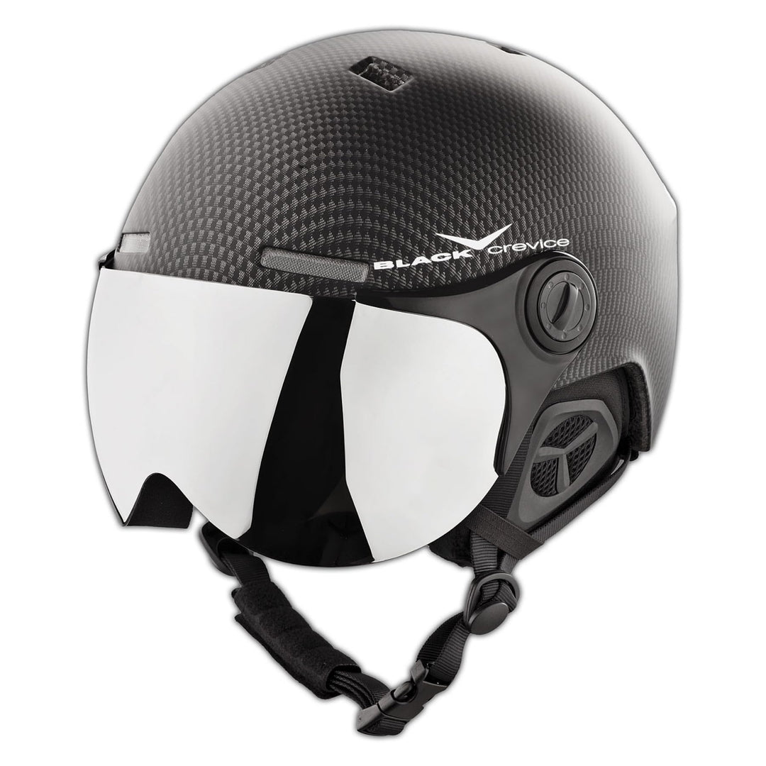 Black Crevice Skihelm Saalbach I Skihelm mit Visier im Pilotenstyle I Skihelm Herren & Damen inkl. S