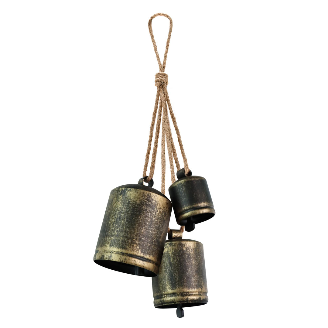 KPCB Weihnachtsglocke Windspiele Hanging Vintage Bells Garden Set mit 3 Rustikalen Bronzeglocken Dek