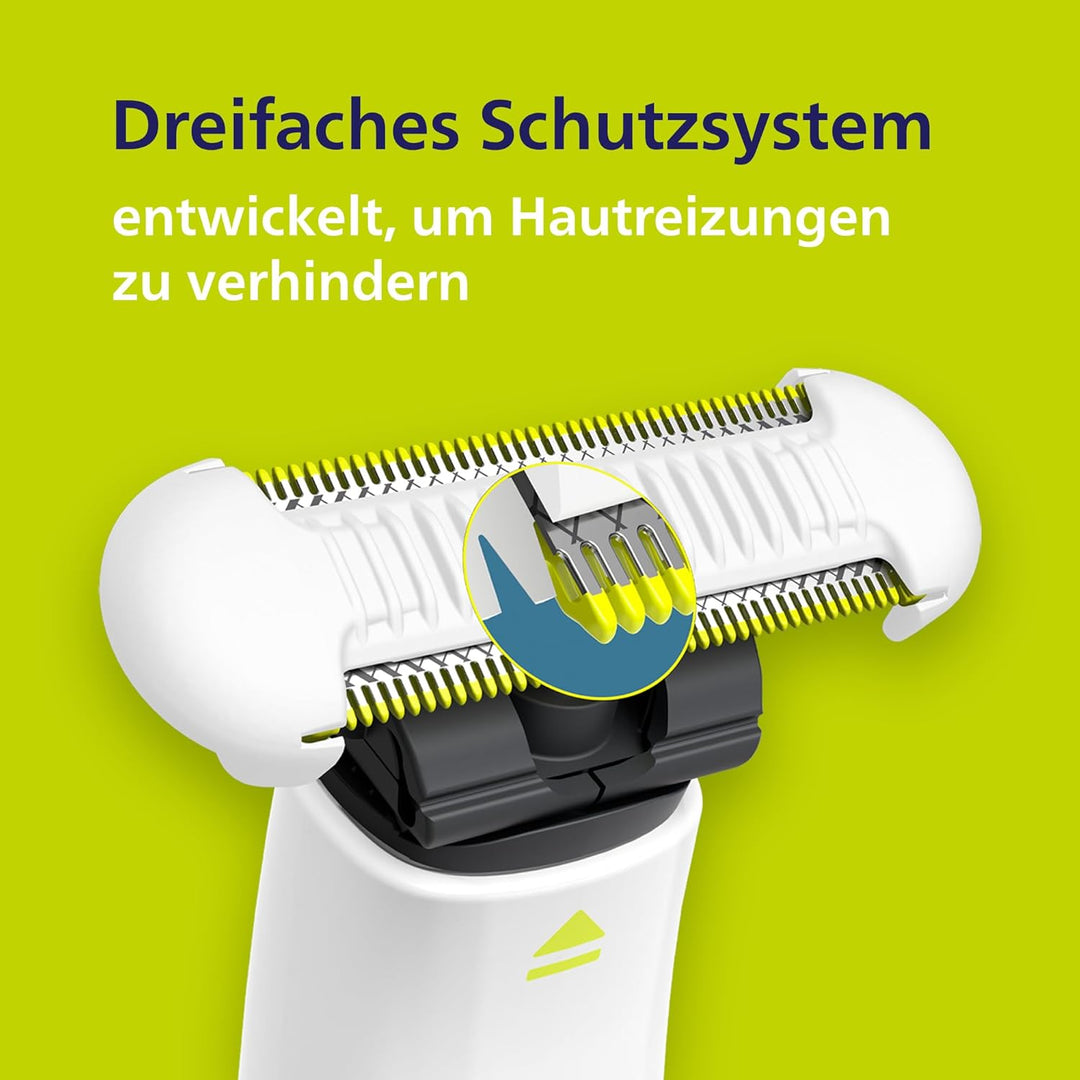 Philips OneBlade Intimate, SkinProtect Ersatzklinge, für OneBlade, langlebige Klinge aus Edelstahl,