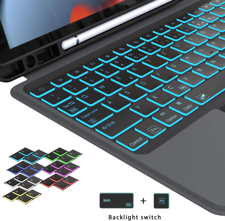ROOFEI Tastatur Hülle für iPad 10.2 Zoll (9/8/7 Generation - 2021/2020/2019), iPad Air 3 & iPad Pro