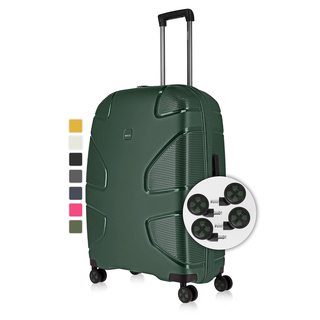 IMPACKT IP1 4-Rad Hartschalenkoffer aus recyceltem Material mit 6 Jahren Garantie; nachhaltiger Reis