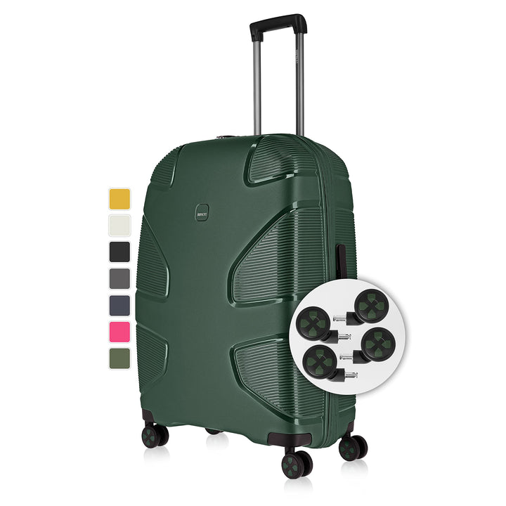 IMPACKT IP1 4-Rad Hartschalenkoffer aus recyceltem Material mit 6 Jahren Garantie; nachhaltiger Reis