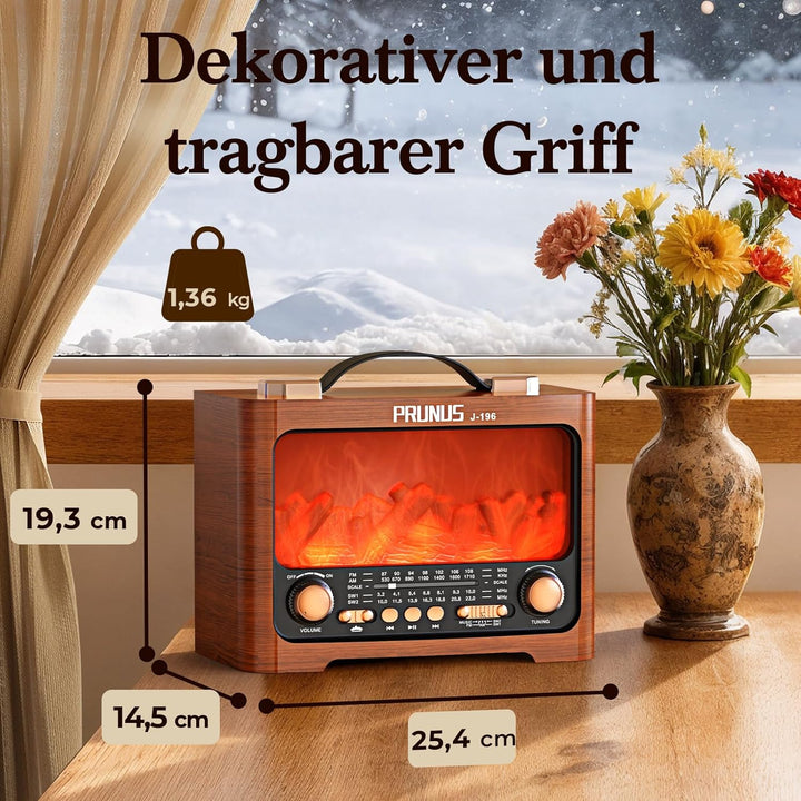 PRUNUS J-196 AM/FM/SW Retro Radio mit Bluetooth | Nostalgie Radio mit Akku 1800mAh | Transistorradio