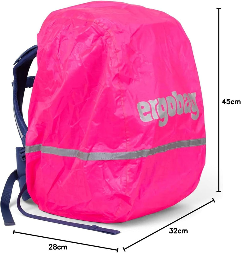 ergobag Regenschutz für Schulranzen für Rucksack und Schulranzen, wasserdicht, mit Reflektoren und G