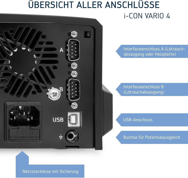 ERSA i-CON VARIO 4 MK2 ESD Mehrkanal Löt- und Entlötstation 500 Watt mit Heissluftkolben i-TOOL AIR