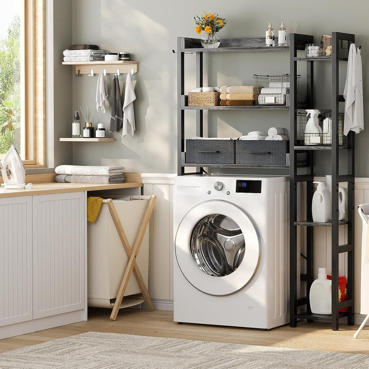 Waschmaschinenregal mit 2 Schubladen – 7-stöckiger Toilettenregal mit verstellbarem Regal, Toiletten