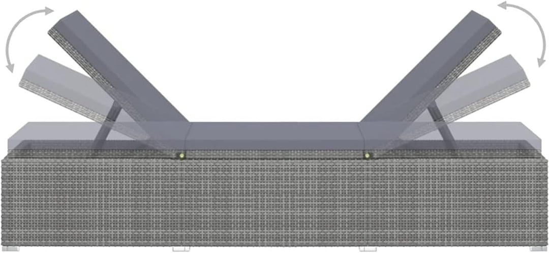Yolola Set Polyrattan Sonnenliege Verstellbar,Sonnenliege mit Auflage, Gartenliege, Relaxliege, Ratt