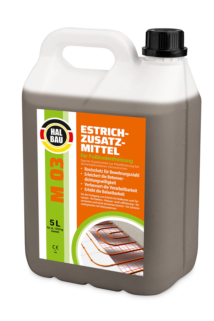 Estrichzusatzmittel 5L für Fussbodenheizung Heizestrichen Beton Plastifizierer Heizsysteme M03