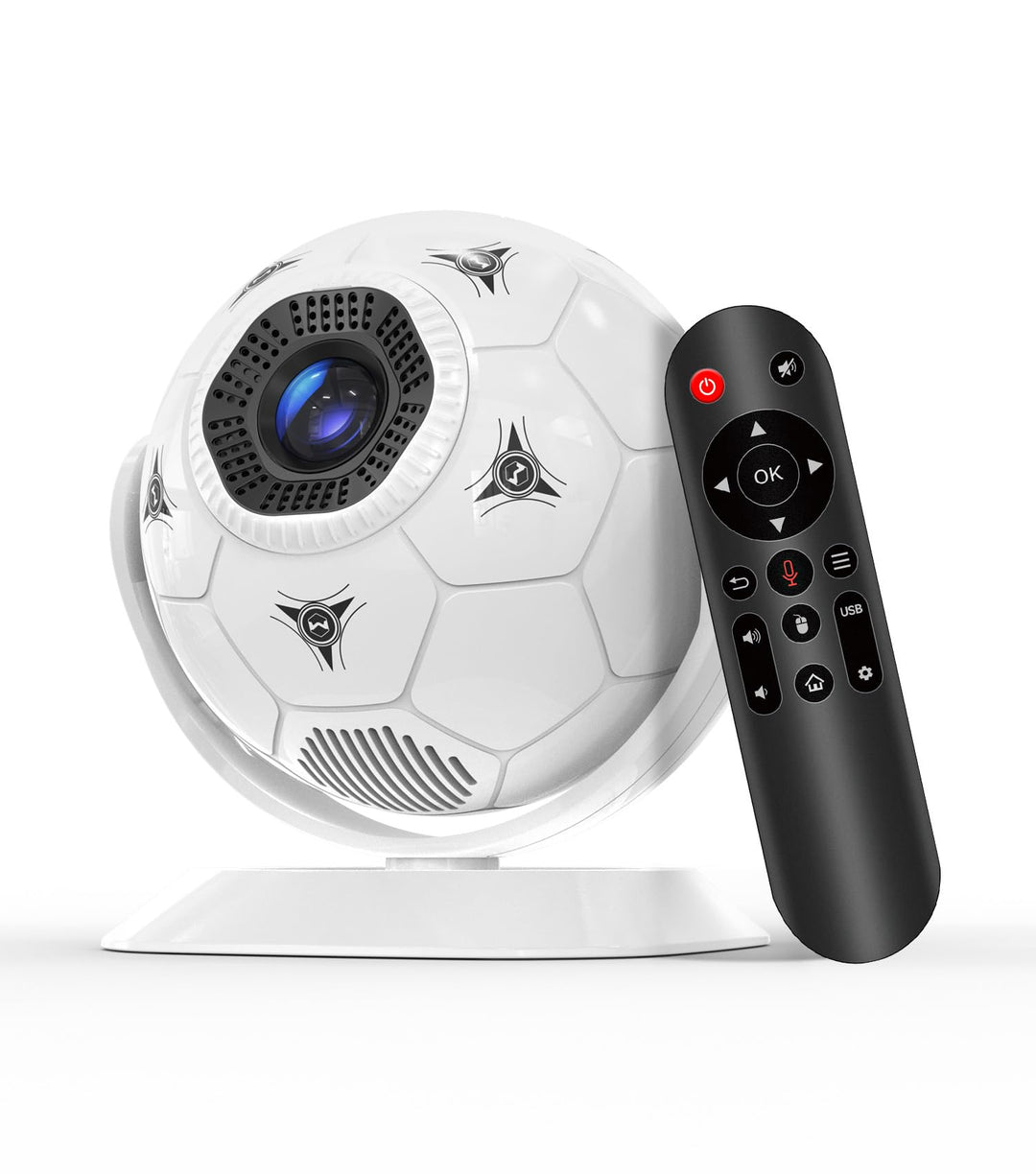 Magcubic Mini Beamer Projektor 4K Support, 360° Fussball-Motiv Beamer Klein Heimkino Outdoor WiFi 6