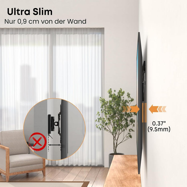 Ultra Slim TV Wandhalterung-TV Halterung für 37-80 Zoll Flachbildschirme,MAX 75 kg,MAX VESA 600x400m
