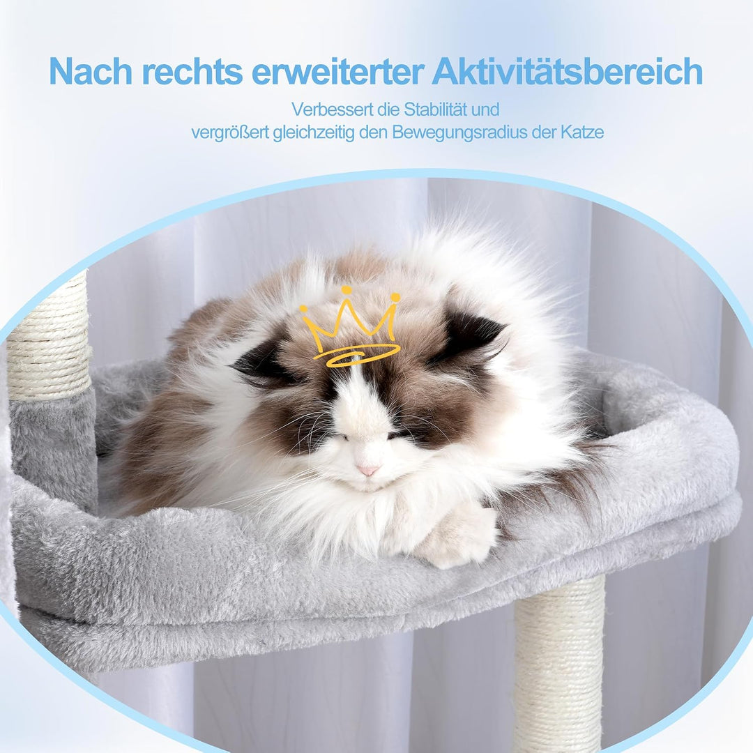 Hey-brother XXL Kratzbaum für gross Katzen, 180 cm hoch Stabil Katzenbaum mit rechts erweitert mit 3