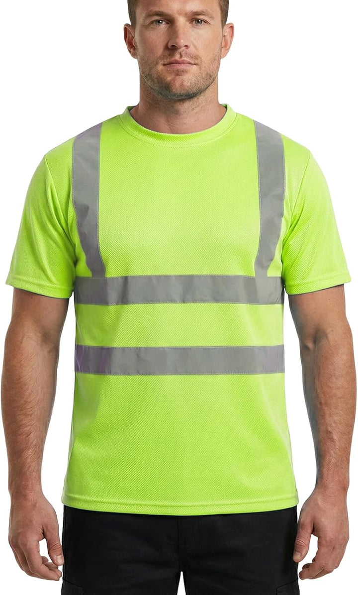 HYCOPROT Warnschutz T-Shirt Warnweste Reflektierend Warnweste Atmungsaktiv Leicht Kurzarmshirt Kurza
