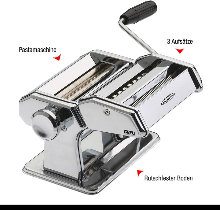 GEFU 28300 Nudelmaschine Pasta PERFETTA DE Luxe mit 3 verschiedenen Aufsätzen - Maschine für die Zub