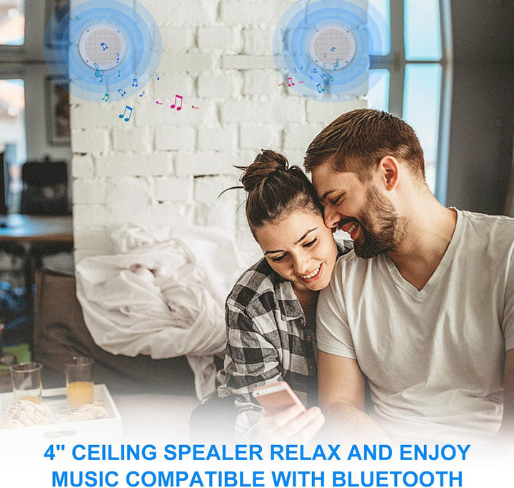 Herdio 4 Zoll Deckenlautsprecher, wasserdichte Bluetooth Einbaulautsprecher, Bündige Montage Sound,