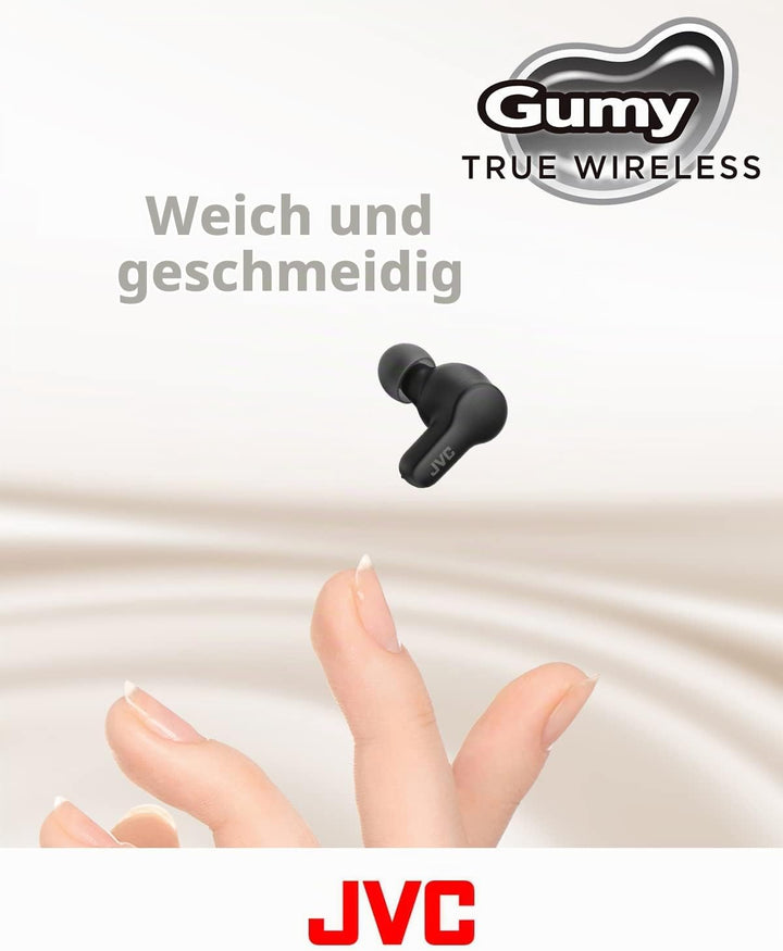 JVC HA-Z77T-B Gumy True Wireless Kopfhörer mit weichen Elastomer Ohrstöpseln, 3 Sound-Modi, Bluetoot